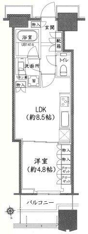 富久クロスコンフォートタワー(1LDK/42階)の間取り写真