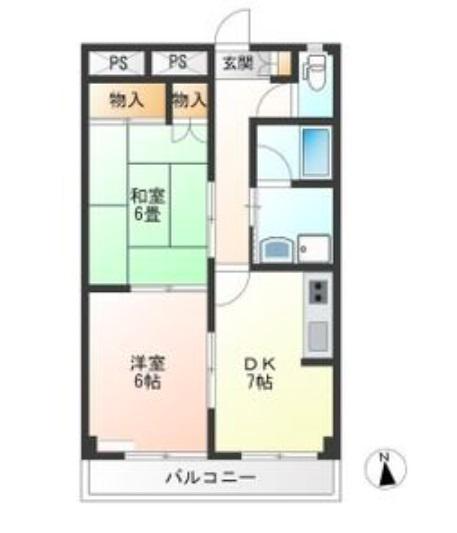 アメニティフラット(2DK/3階)の間取り写真
