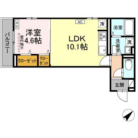 エクセリア湘南(1LDK/3階)の間取り写真