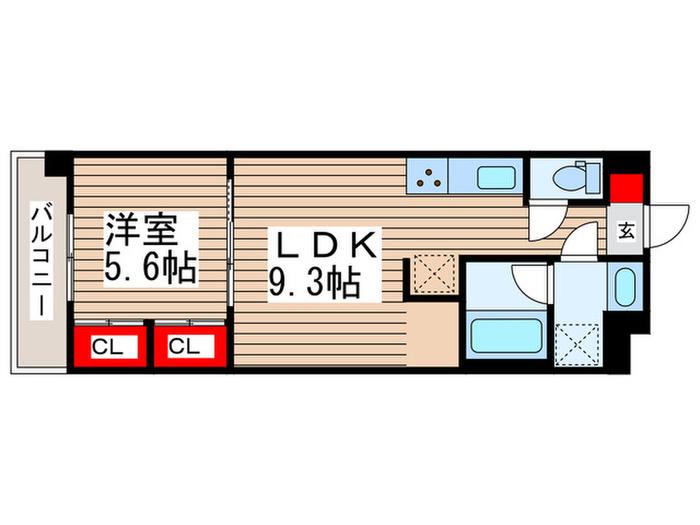アートレジデンスインおおたかの森(1LDK/5階)の間取り写真