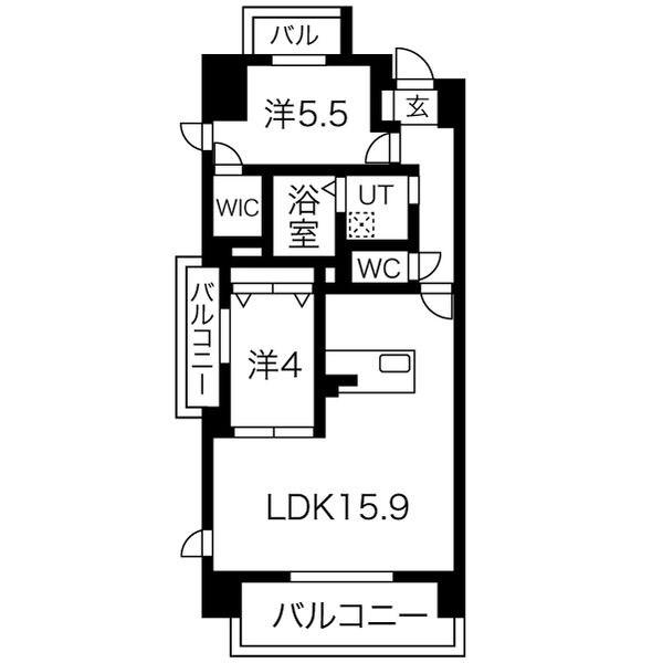 THE MUSE栗山(2LDK/8階)の間取り写真