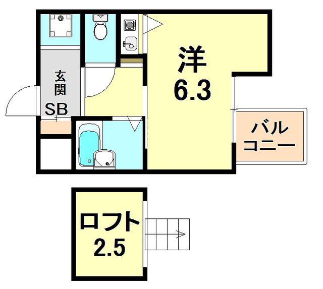 エステムコート東灘(ワンルーム/3階)の間取り写真