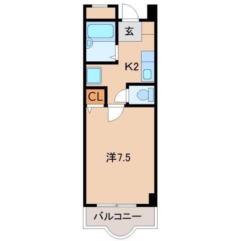 グランメール三葛(1K/6階)の間取り写真