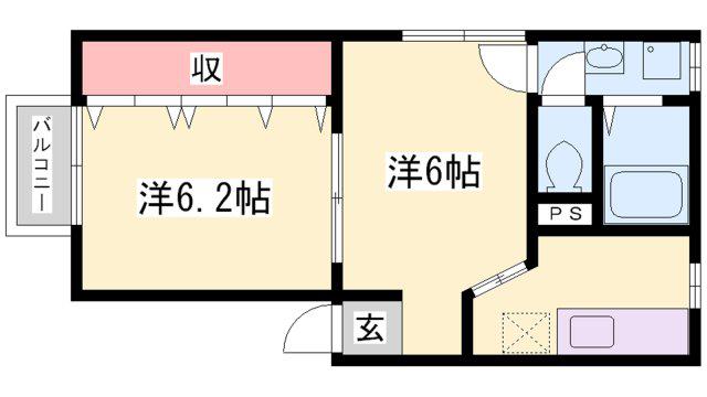 エルムA(2K/2階)の間取り写真