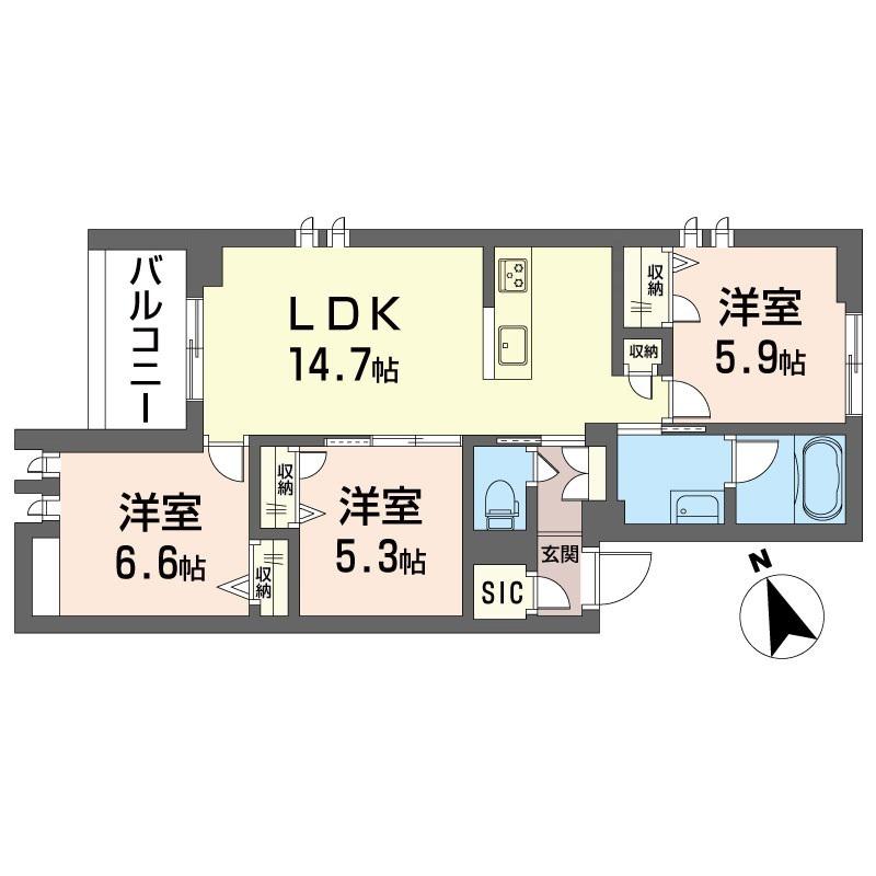 ステラヴィア西荻(3LDK/2階)の間取り写真