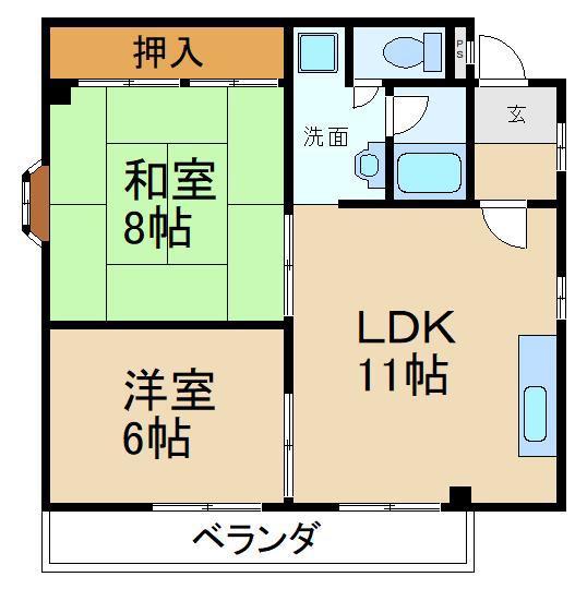 セトレ枚方(2LDK/2階)の間取り写真