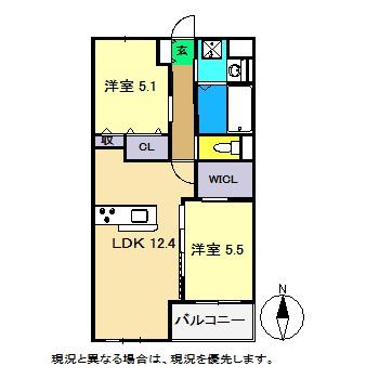 S・ユニヴァリィ涼夏(2LDK/2階)の間取り写真