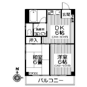 エスペランス金子(2DK/2階)の間取り写真