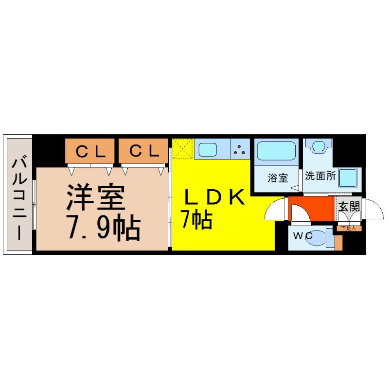 シャルール(1LDK/4階)の間取り写真