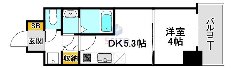 クレストコート江坂垂水町(1DK/12階)の間取り写真