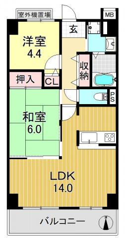 シェモア平野駅前(2LDK/8階)の間取り写真