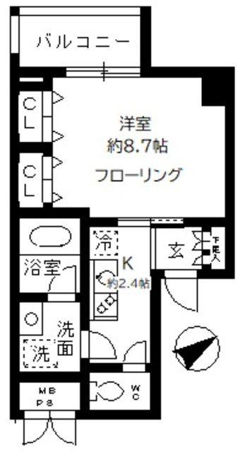 ベル ドミール 目黒(1K/6階)の間取り写真