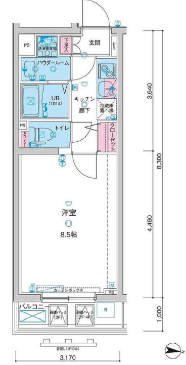 GENOVIA高円寺SKYGARDEN(1K/4階)の間取り写真