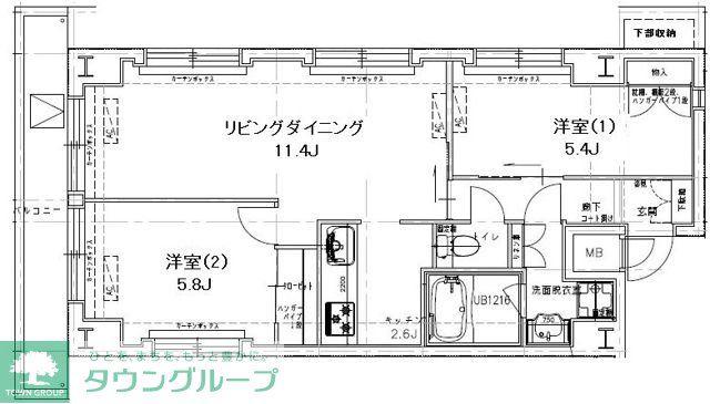 レジディア銀座東(2LDK/14階)の間取り写真
