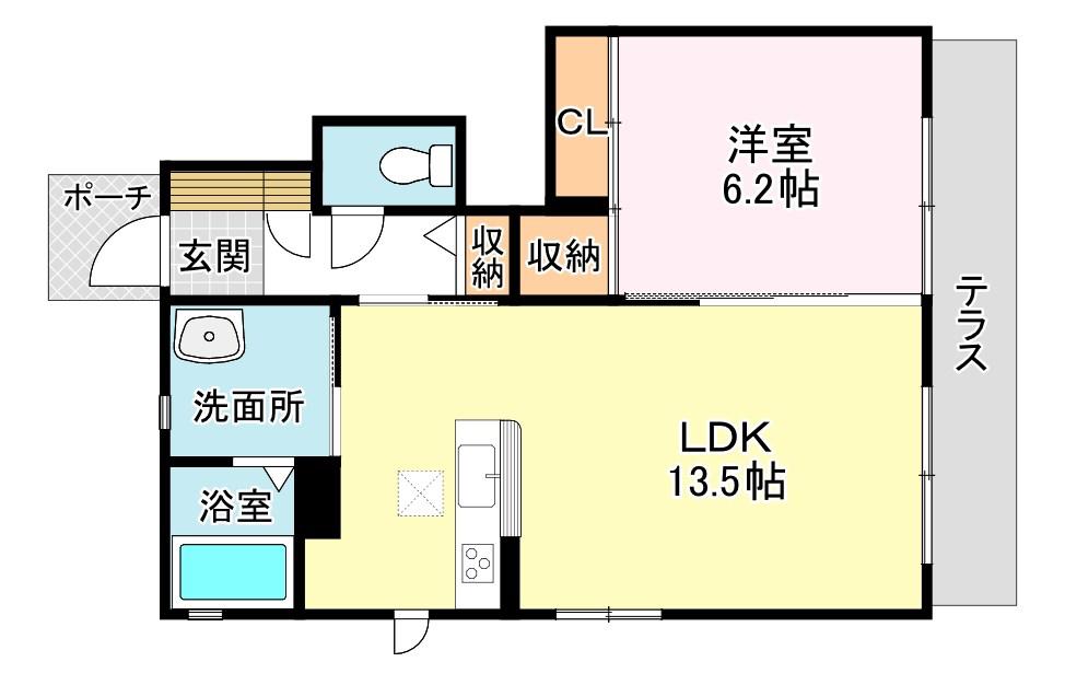グランシーマ5号棟(1LDK/1階)の間取り写真
