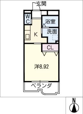 マンハイムM(1K/4階)の間取り写真