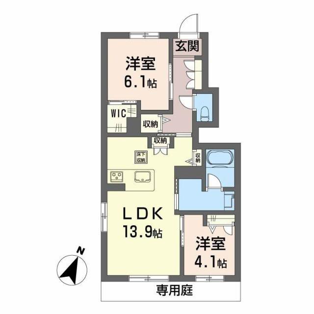 シャーメゾン豊岡(2LDK/1階)の間取り写真