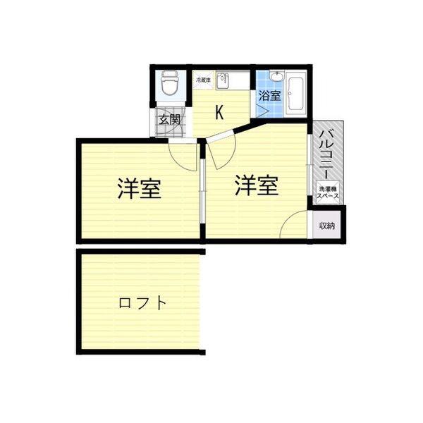プチシャトー宮之阪(2K/2階)の間取り写真