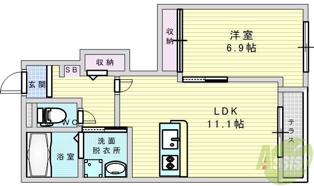 コンフォール(1LDK/1階)の間取り写真
