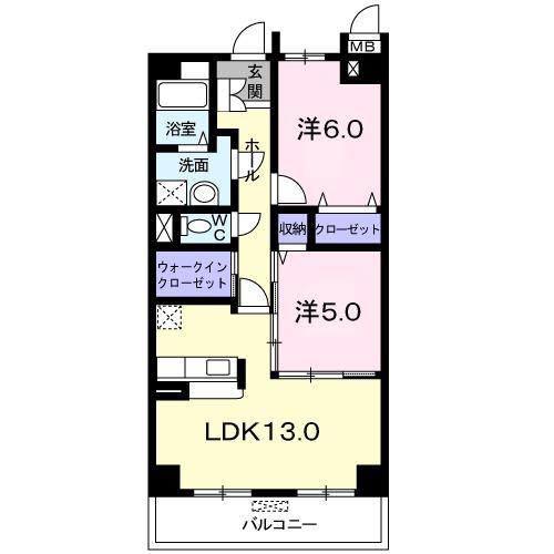 プレジールII(2LDK/3階)の間取り写真