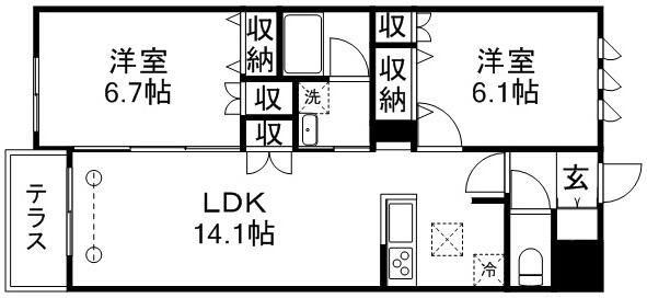 アルティプラーノI(2LDK/1階)の間取り写真