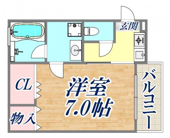 ストリーム・モンド(ワンルーム/1階)の間取り写真
