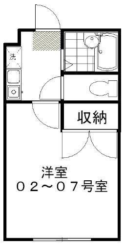 パークサイド小川I(1K/2階)の間取り写真
