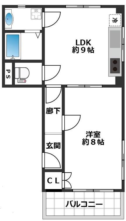 アイランド愛和(1LDK/4階)の間取り写真