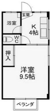 山和マンション(1K/4階)の間取り写真