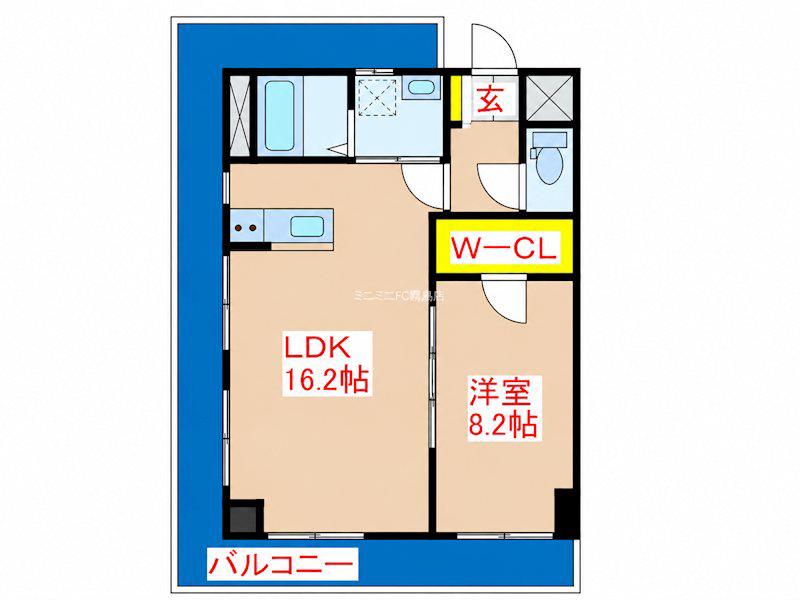 MARUビル(1LDK/5階)の間取り写真