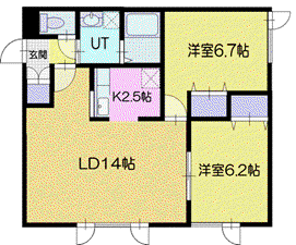 アイル千歳(2LDK/2階)の間取り写真