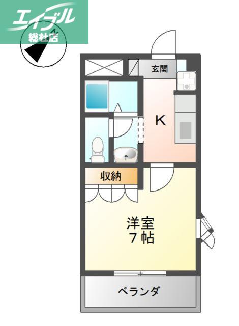 グリーンヒルズ II(1K/2階)の間取り写真
