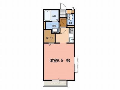アンソレイユA棟(1K/2階)の間取り写真
