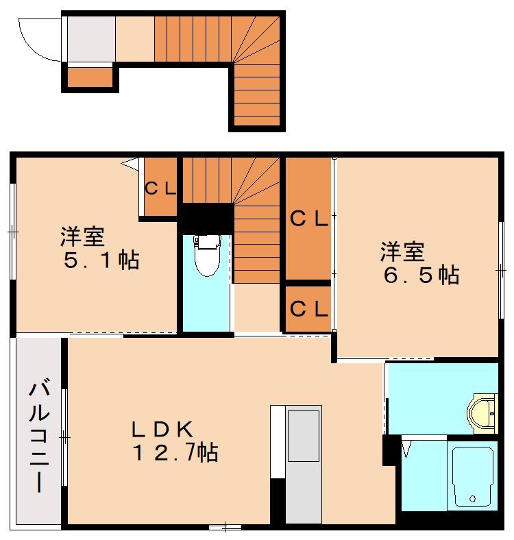 メゾン8B棟(2LDK/2階)の間取り写真