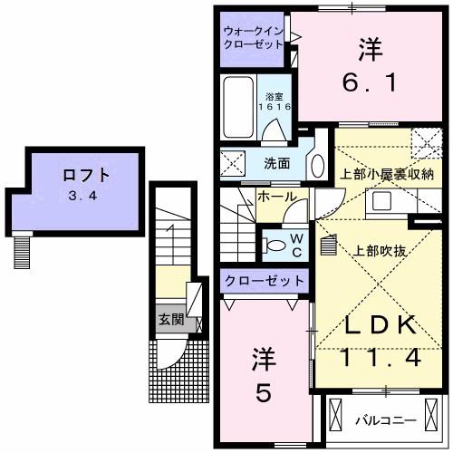 モンレーヴ Ⅱ(2LDK/2階)の間取り写真