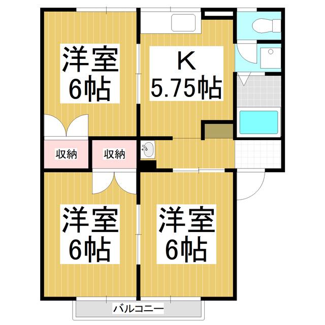 サンロード小山A棟(3K/1階)の間取り写真