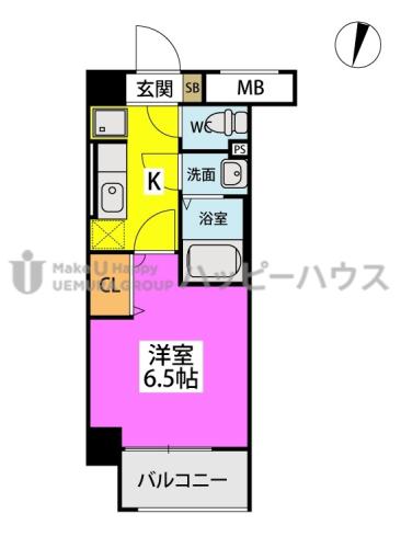 SOL周船寺(1K/1階)の間取り写真