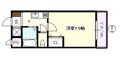 メルシー(1K/1階)の間取り写真