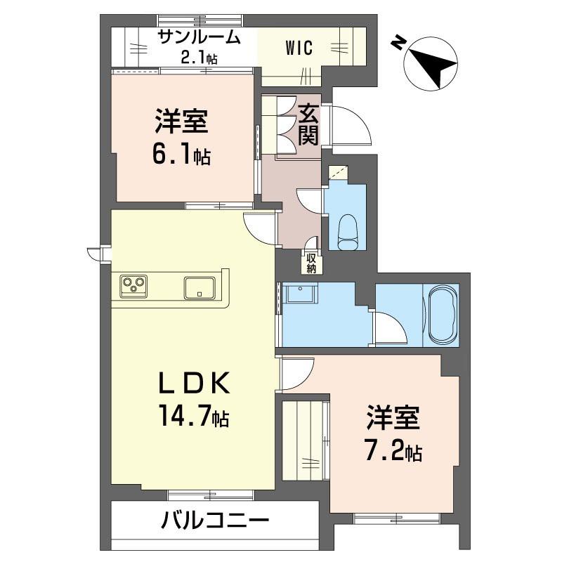 SHM ミア・カーサ スール(2LDK/2階)の間取り写真