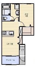 LOTUS八幡(1LDK/1階)の間取り写真