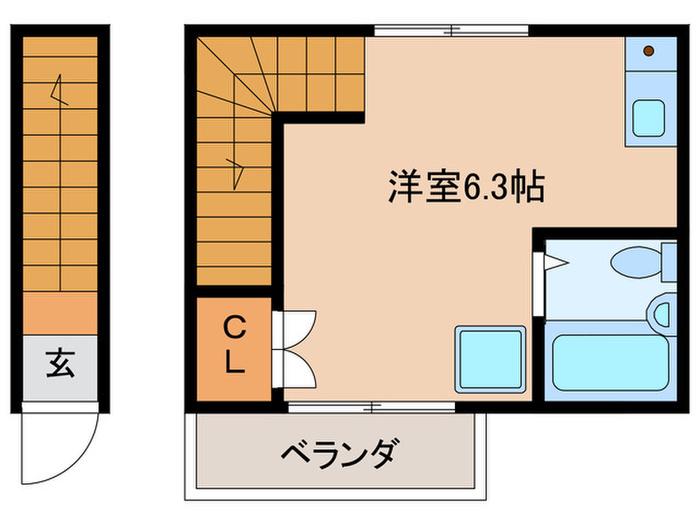 IKフラット3(ワンルーム/2階)の間取り写真