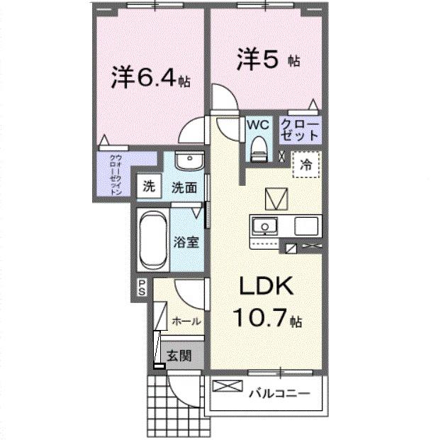 ブリーゼ メゾンII(2LDK/1階)の間取り写真