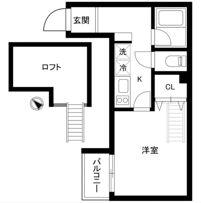 ビーカーサツルミ(1K/4階)の間取り写真