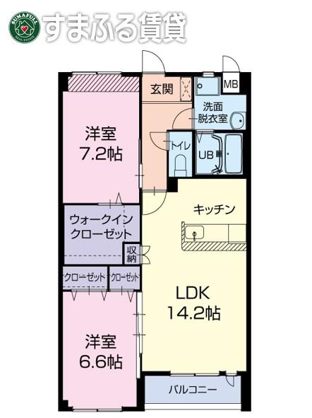 ラペーシュ(2LDK/1階)の間取り写真