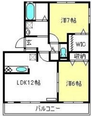 ヴィクトワールI(2LDK/1階)の間取り写真