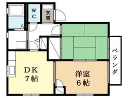 エトワール祝園A・B(2DK/2階)の間取り写真
