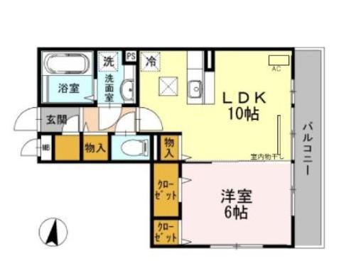 カサデルソル(1LDK/1階)の間取り写真