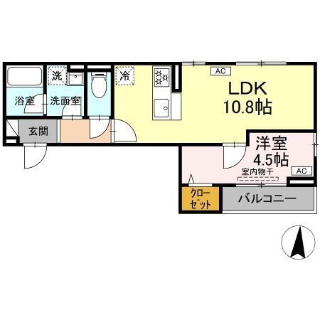 セレスティア東保木間(1LDK/3階)の間取り写真