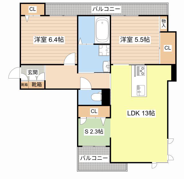 グラン ソル ルチア(2SLDK/3階)の間取り写真