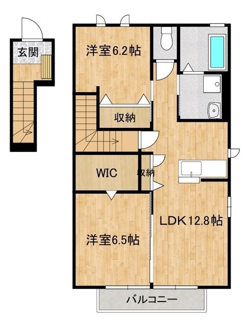 ブリージア東野(2LDK/2階)の間取り写真